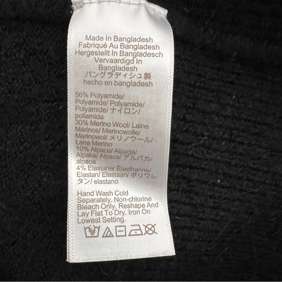 J.Crew Chunky Cropped Turtleneck Sweater Alpaca Merino Wool Blend Black Medium - Picture 6 of 7